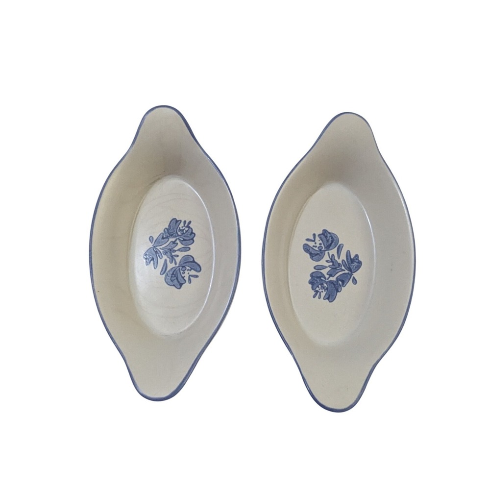 Pfaltzgraff Yorktowne Blue Floral Oval Au Gratin Baker Dishes Set of 2 265 USA